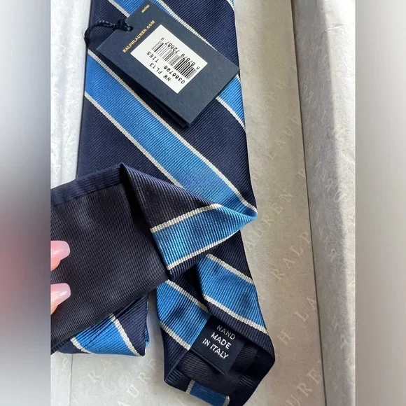 NEW Men’s Neck Formal Dress Work Suit Shirt Tie Ralph Lauren Silk US Open Tennis - Picture 4 of 4